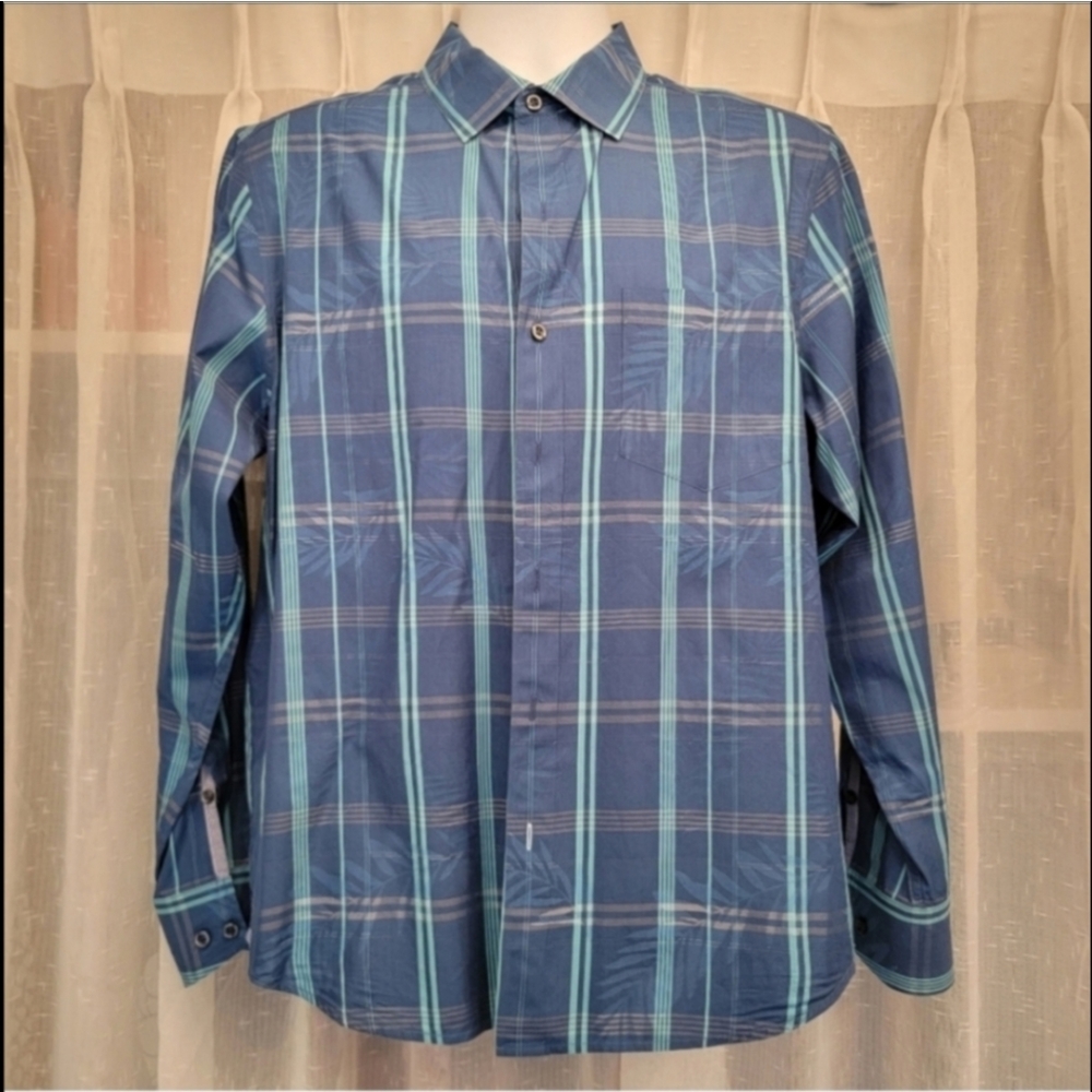 Tommy Bahama Blue Button Down Shirt Long Sleeve Tropical Size Medium NWOT
